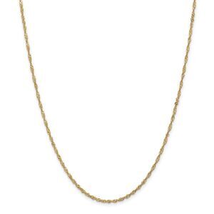 1.6mm 14k Yellow Gold Diamond Cut Singapore Chain Necklace, 24 Inch